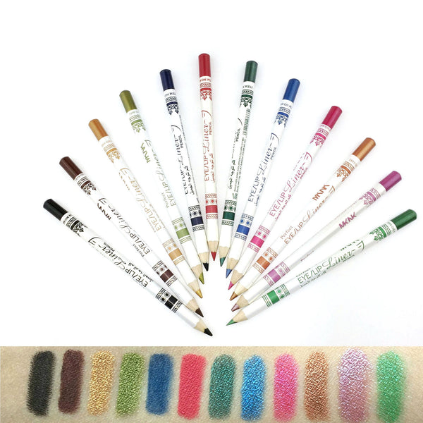 Cosmetics 12 Colors Glitter Lip liner Eye Shadow Eyeliner Pencil Pen Makeup