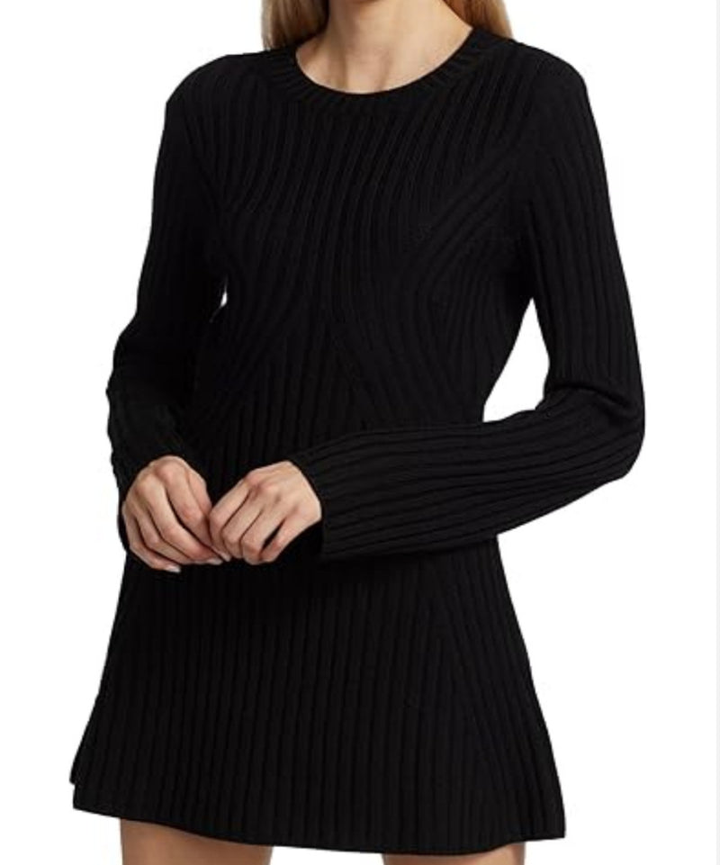 Women's Textured Round Neck Long Sleeve Slim Knit Dress